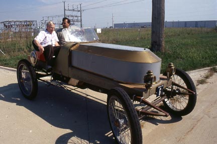 2002 Danville Steam meet-Bill Barns and the Vanderbilt Cup Stanley Racer replica